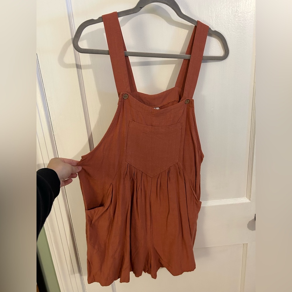 Rust Orange Women's Romper Overalls